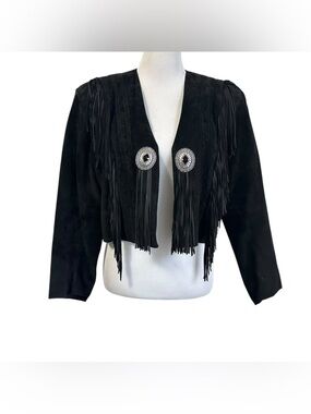 Vtg Continental Leather Fashions Womens Suede Crop Fringe Western Jacket XXL
